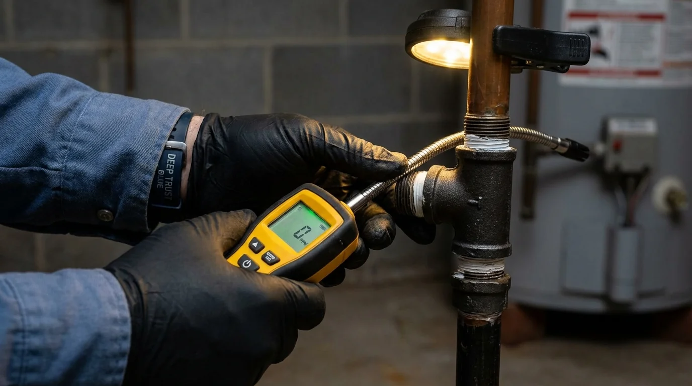 Gas leak detection with electronic sniffer by Johns Plumbing LLC in Mequon