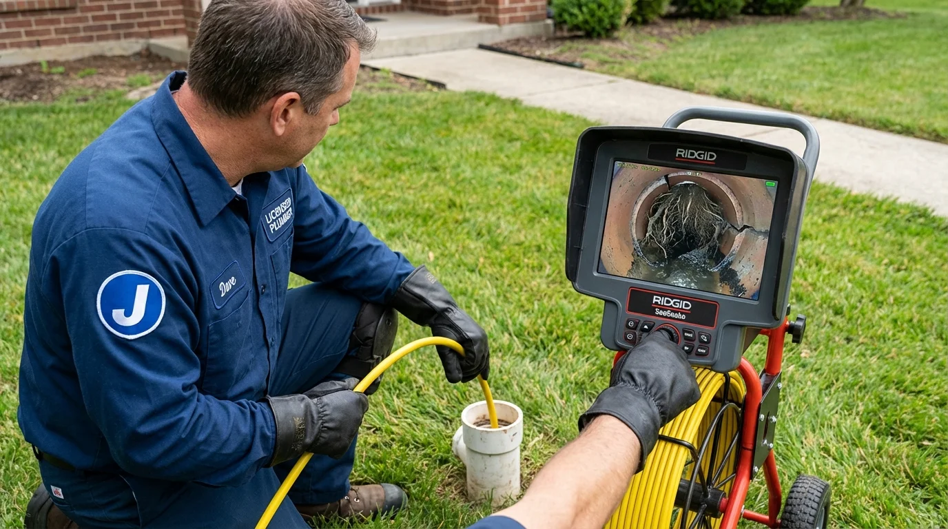 Sewer camera inspection being performed by Johns Plumbing LLC in Mequon